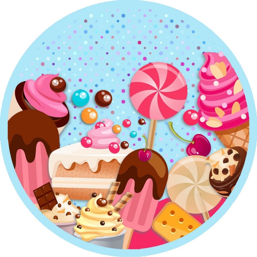 Painel Sublimado Redondo Tecido 3D Confeitaria e Doces | Shopee Brasil