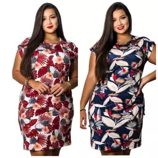 Vestido Feminino M G ou Plus Size GG 50-54 Com Manguinha Reto Estampados. Promoção