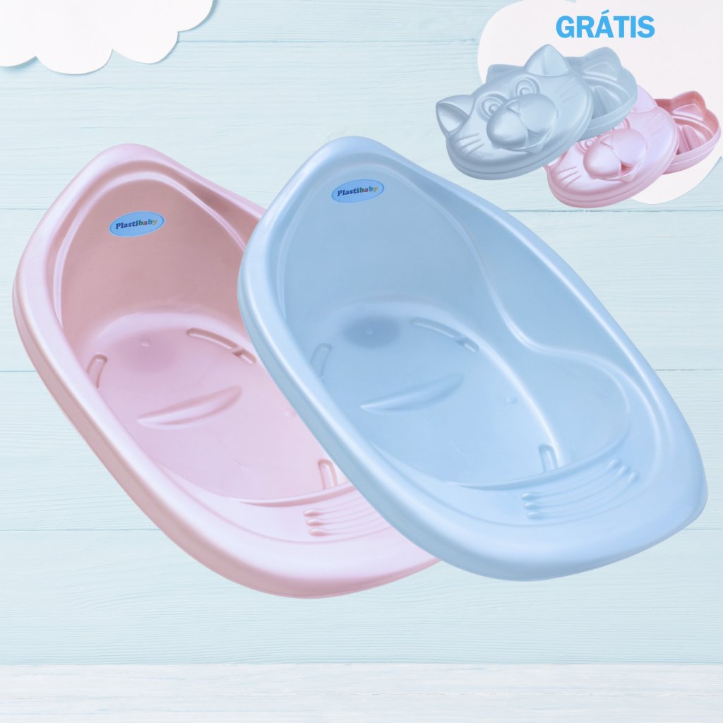 Banheira de bebe 22L Resistente Infantil Menina Menino Maternidade Design Anatômico Saboneteira Compativel com Suporte Universal Oferta Promoção