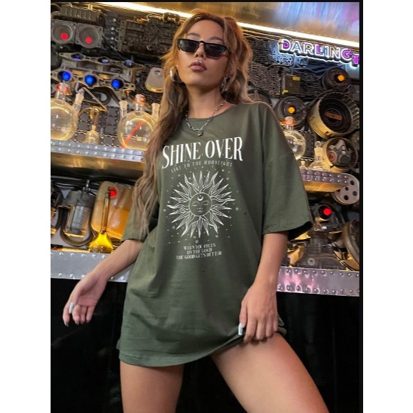 Shine camiseta feminina Streetwear Algodão Unissex