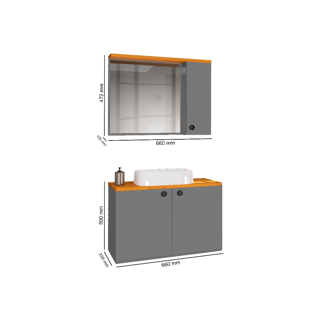 Conjunto Gabinete Banheiro Madri Com Cuba Cores