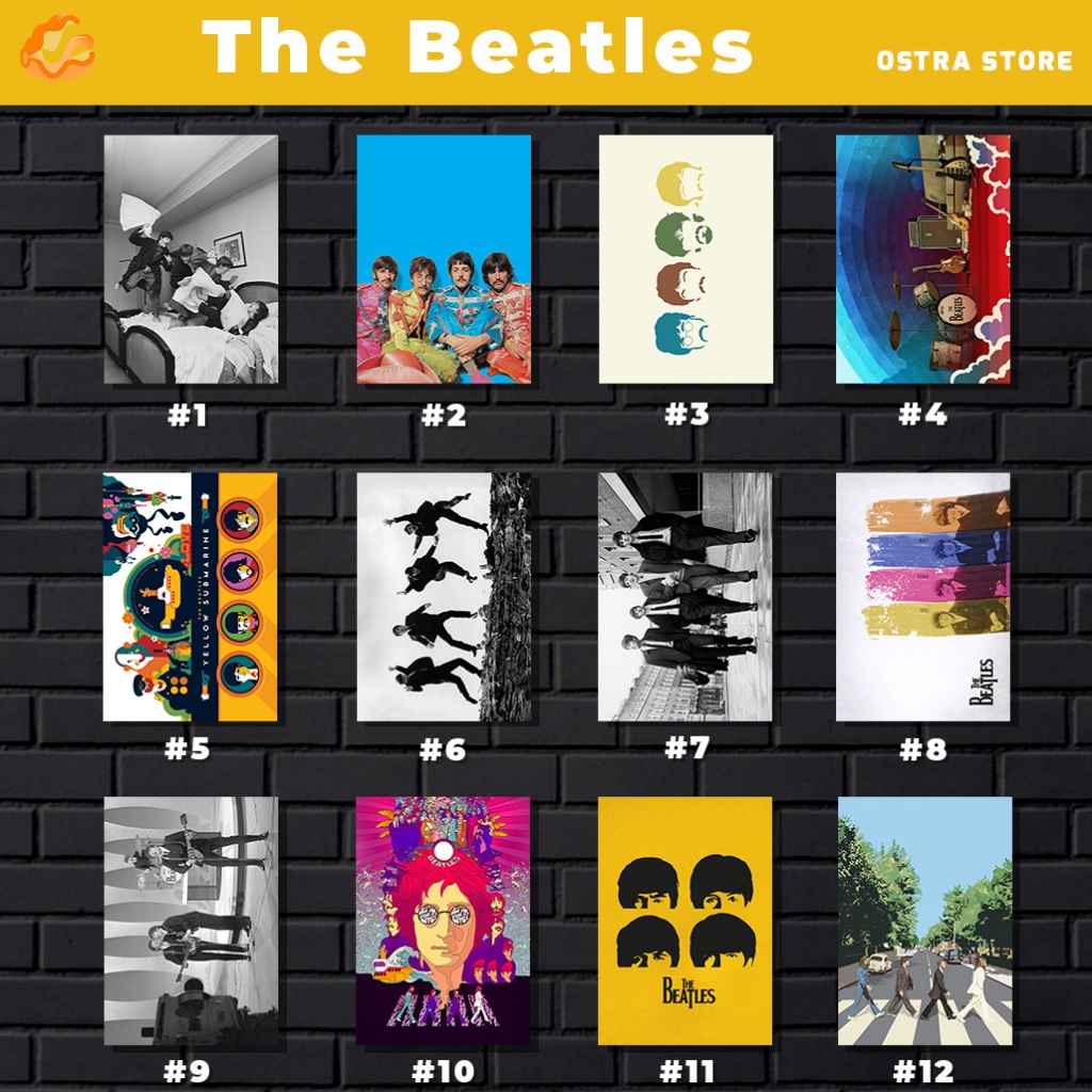 The Beatles 01 a 12 - Placa MDF & Quadro com Moldura - John Lennon