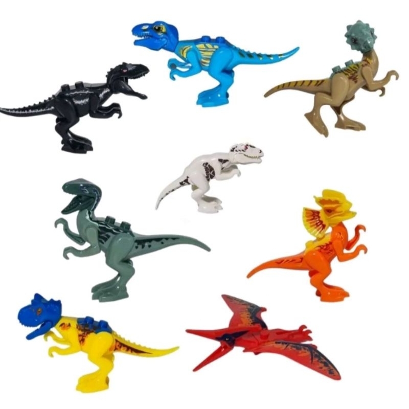 Dinossauro Jurassic Kit Com 8 Dinossauros World Estilo Lego De Montar