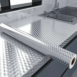 matougui 40CM X 5M OU 2M Papel De Alumínio Rolo Adesivo 3D Prova Da Agua Para Cozinha Adesivo Impermeável Protetor Fogão