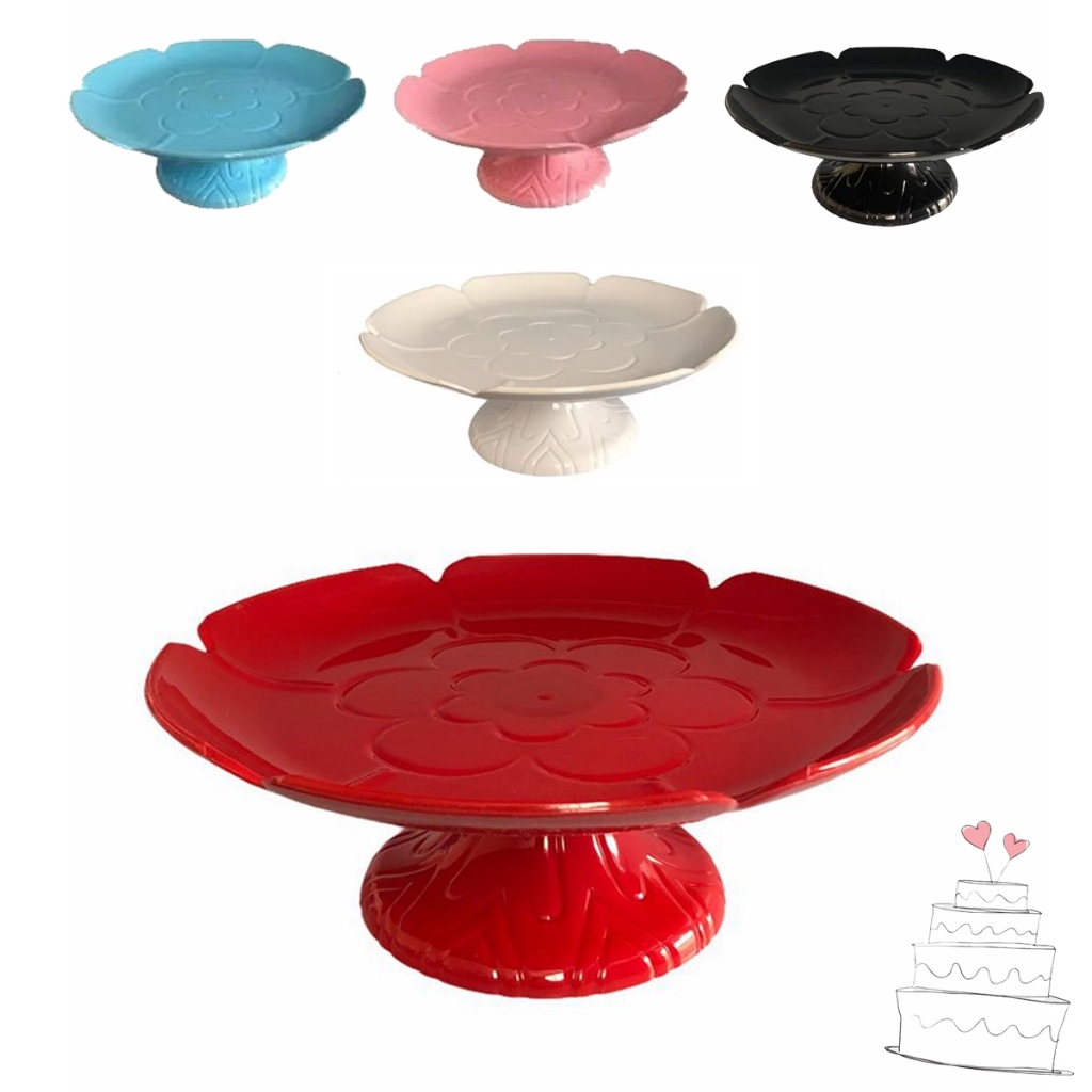 Boleira Flor 23cm Suporte Para Bolo Bandeja Para Doces