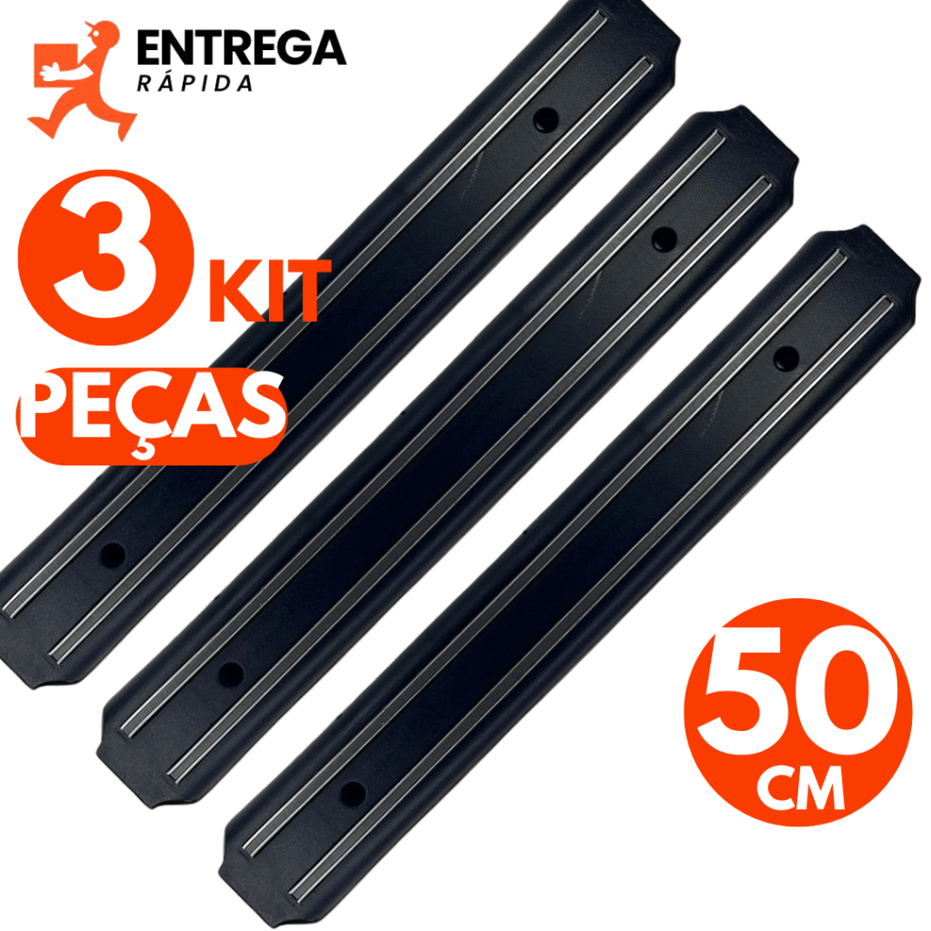 Kit Barra Magnética Suporte para Facas e Utensilios Tira Imantada 50cm Oferta
