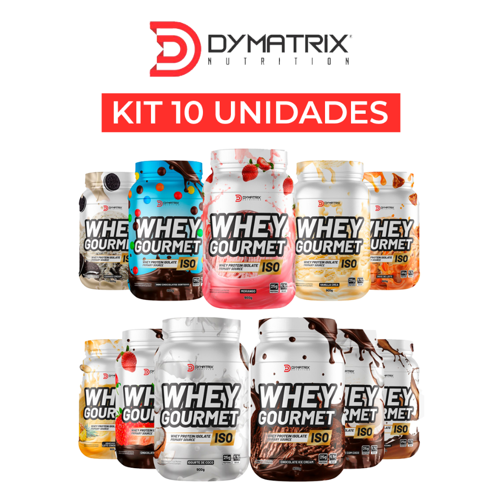 Kit 8 Whey Protein Gourmet Isolado Dymatrix Nutrition Cookies Cream