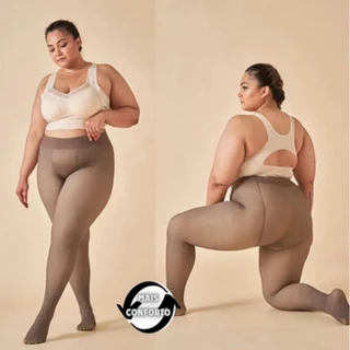 meia calça plus size peluciada translucida grossa 230G(VESTE ATE 52)