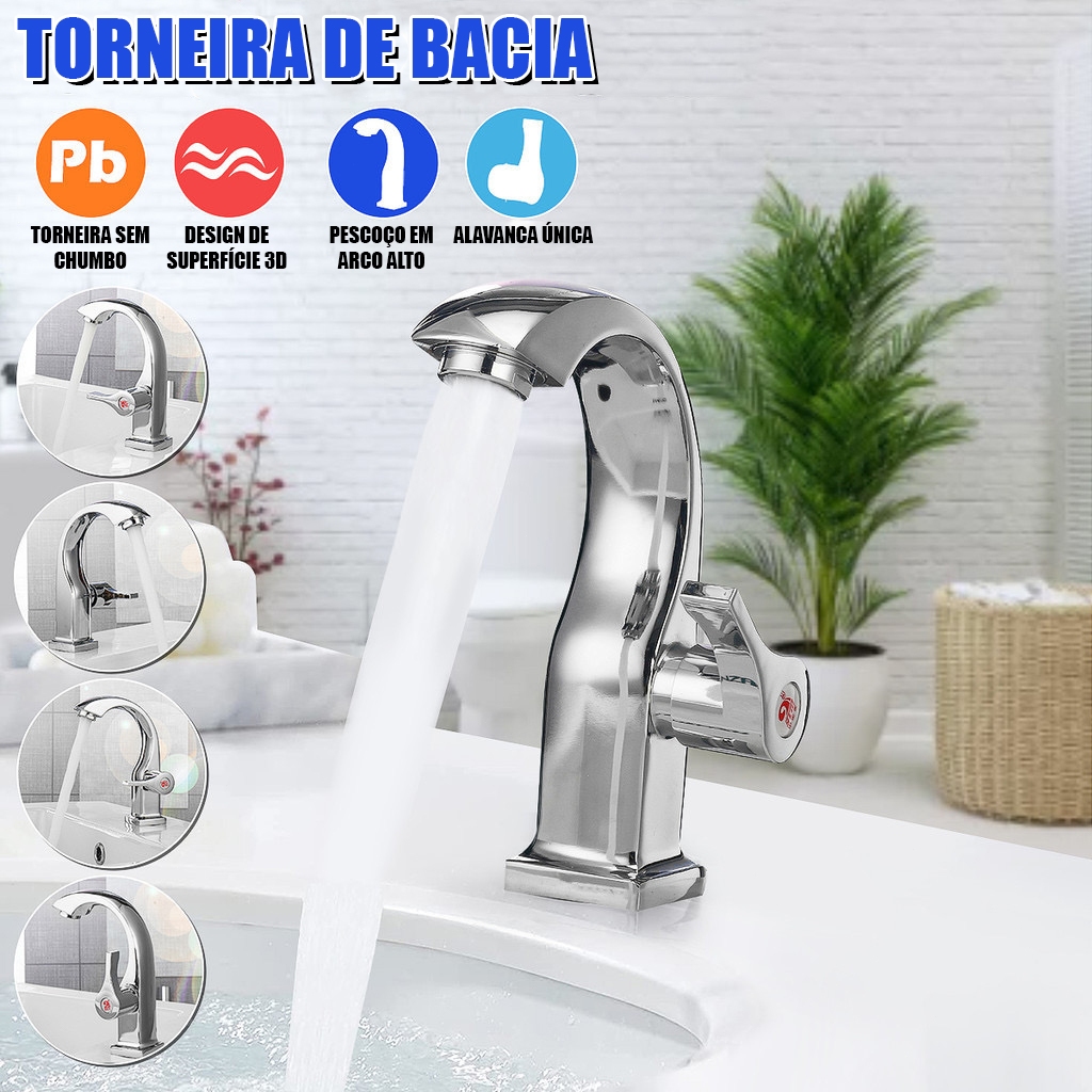 Torneira Banheiro Metal Brilhante Para Torneira para pia
