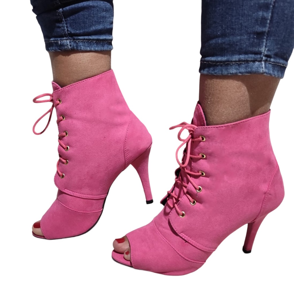 Bota Coturno Ankle Boot Feminina Salto Alto Fino Cano Curto Bota ...