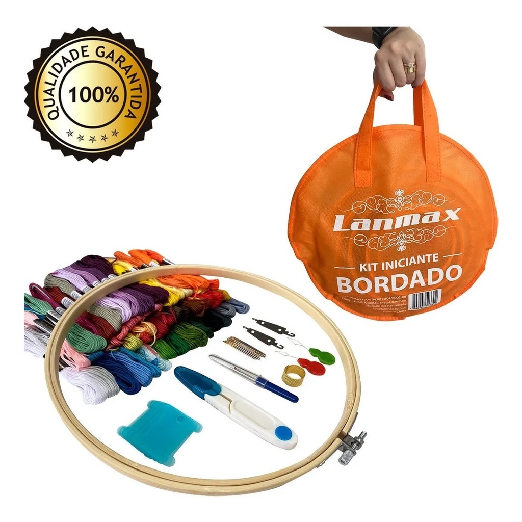 Kit Bastidores Completo P/ Iniciantes Bordado e Ponto Cruz Lanmax