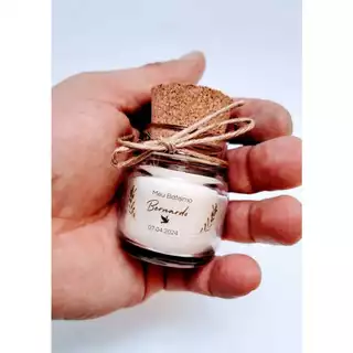 8 vela + rolha + vidro para casamento - batizado - batizmo - 15 anos personalizada + mini terço + organza