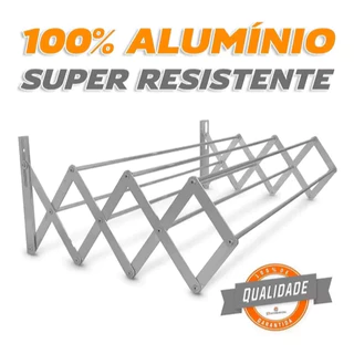 Varal De Parede Sanfonado Em Alumínio 90cm