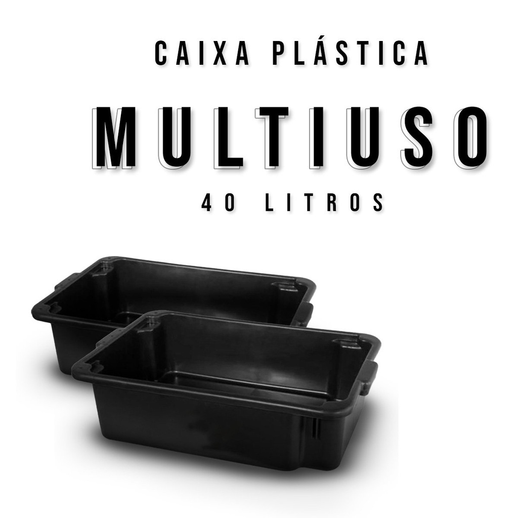 Kit 2 Caixa Plástica Reforçada para Massa e Concreto 40L