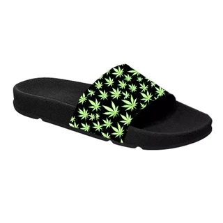 Chinelo Slide Estampado Erva Maconica Verdinha Soaldo Micro expandido