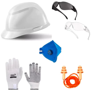 Kit Obra Industria Epi Capacete + Luva + Protetor + Mascara + 2 Óculos