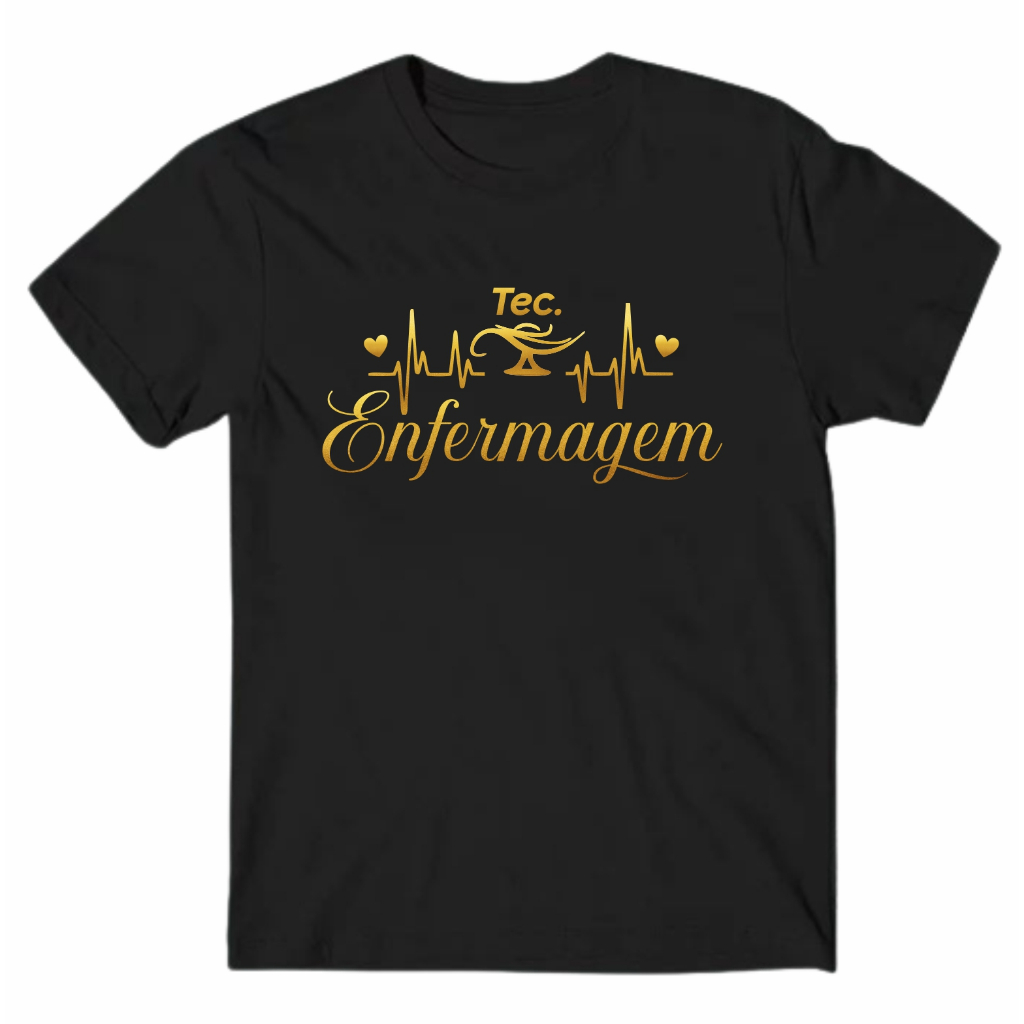 Camiseta Preta Tec Enfermagem Estampa Escolha Formatura Enfermeira