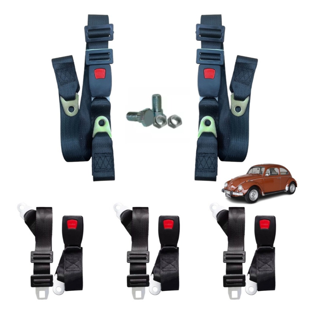 Kit Cinto De Segurança P/ Fusca Brasília Chevette - 5 Peças