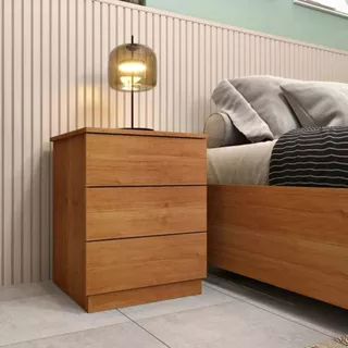 Mesa De Cabeceira Criado Cinamomo Luxo 100% Mdf 3 Gavetas Moderno Envio 24H