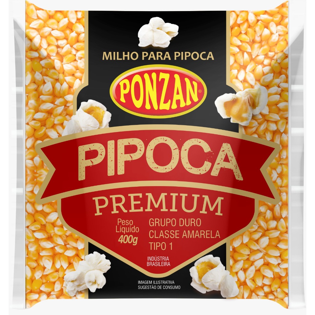 Milho Pipoca (tipo1) Ponzan Premium Pacote 400g Deliciosa