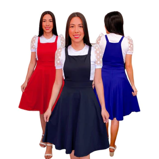 Jardineira Infantil POSTAGEM RÁPIDA! Salopete Saia Gode Vestido Feminino Rodado Moda Evangélica Midi