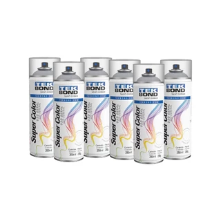 Kit 06 Verniz Spray Uso Geral Verniz Brilhante Incolor Tekbond Super Color Aerossol 350ml
