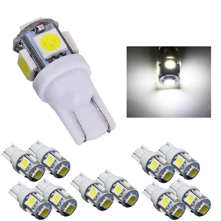 Kit 10 Lampada T10 5 Led W5w Branco 5050 12v