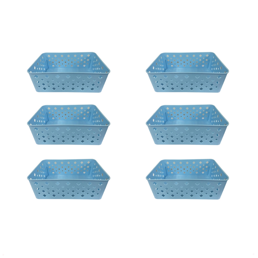 Kit 6 Cestos Organizadores Multiuso Decorativo Premium Cor 19x13,5x6,5Cm