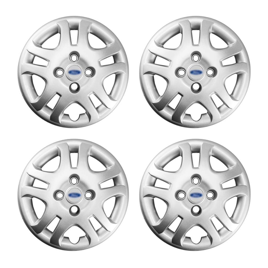 Kit Calota Aro 14 Ford Fiesta 2011 2012 2013 Prata + Emblema | Shopee ...