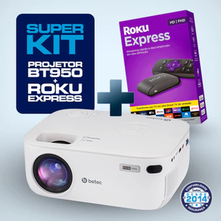 Kit Projetor Betec BT950 Full HD 3200 Lumens + Roku Express Smart Wifi