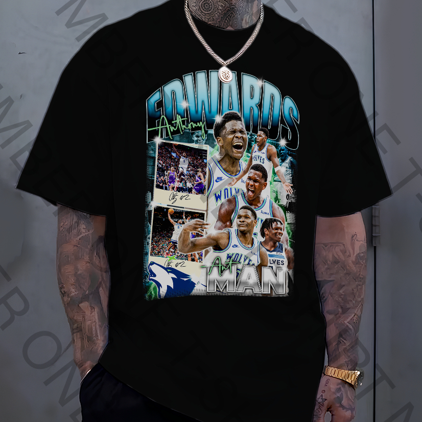 Camiseta Basica Algodao Anthony Edwards Art Man Bootleg Vintage Unissex