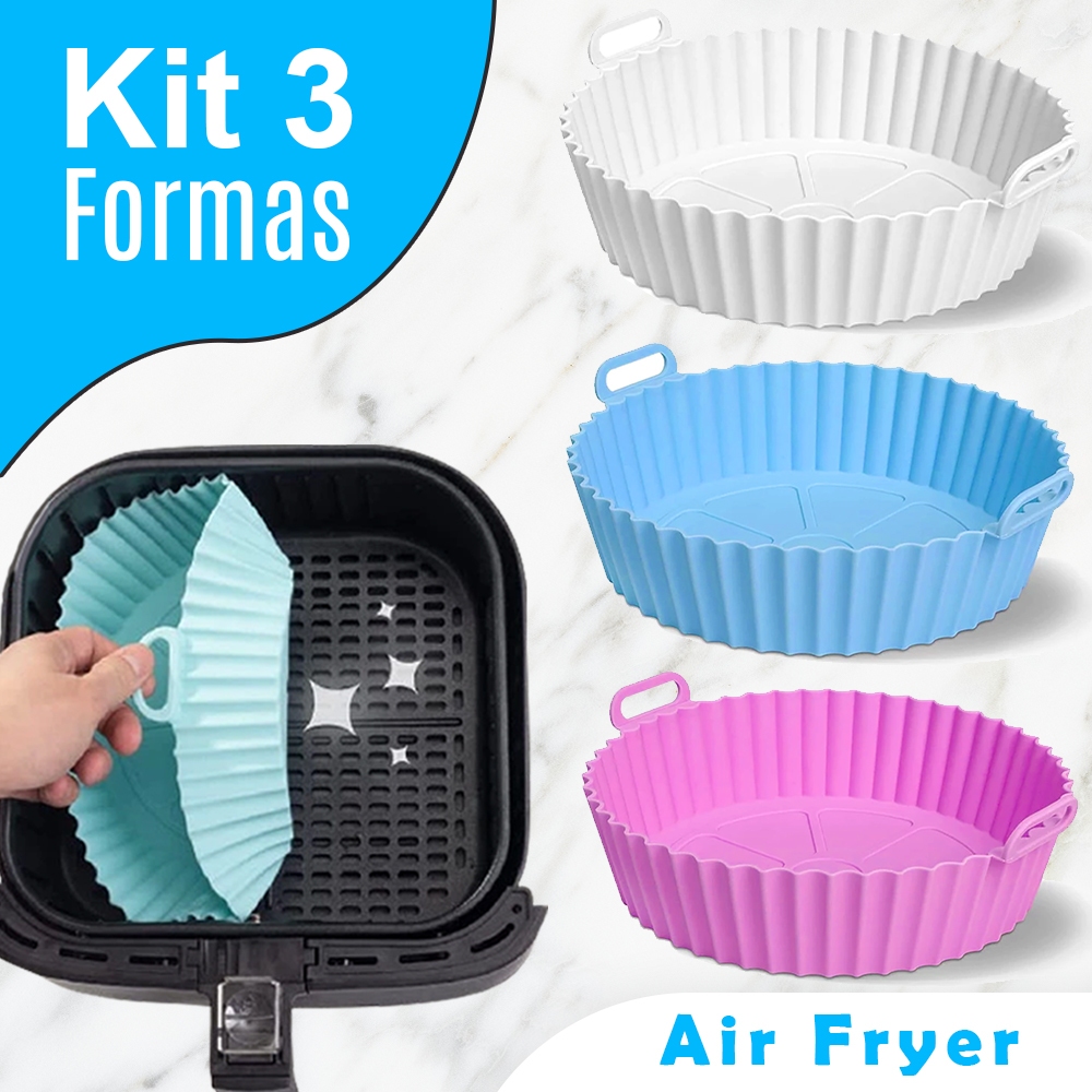KIT 3 Forma De Silicone Para Air Fryer Forno Microondas Fritadeira ...