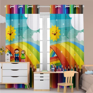 Cortina Infantil 3.00L x 2.20A Lápis de Cor (Para Decoração, Menino Menina Quarto, Creche, Escola)