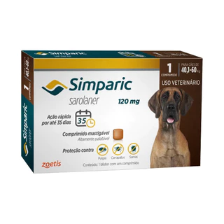 Antipulgas para Cães Simparic 120 mg 40,1 a 60 kg - 1 Comprimido