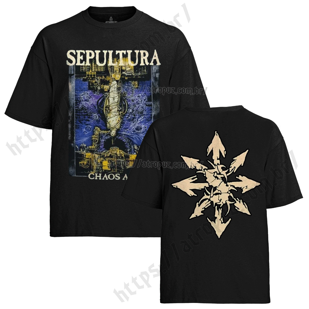 Camiseta Algodão Unissex Tshirt Sepultura Chaos