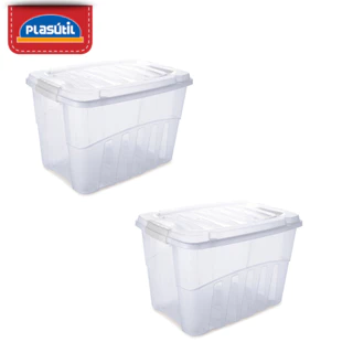 Kit 2 Caixas Organizadoras 19 Litros com Tampa e Trava