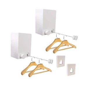 Kit 2 Varal De Roupas Retrátil Automático Parede Recolhível
