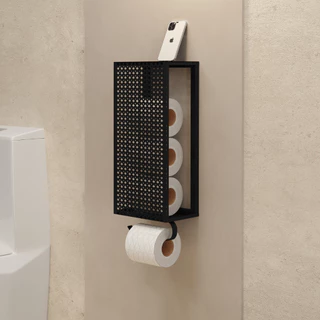 Porta Papel Higiênico Suporte Para Papel Em Aço Luxo Preto Estilo Industrial Moderno para Banheiro