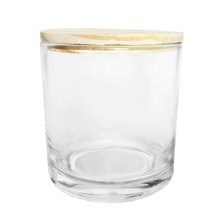 10 Copos Nadir Rocks 265ml com Tampa Madeira para Velas