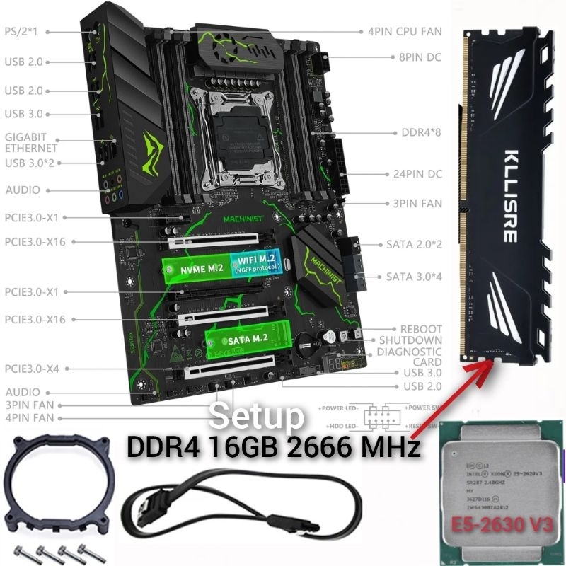 Placa-mãe MACHINIST-X99 MR9S, Suporte Intel Xeon 2680, 2690, 2667, V3, CPU V4, Memória RAM DDR4, ATX, NVME, SATA, M.2, USB 3.0 LGA2011-3