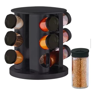 Porta Temperos Condimentos Giratório com 9 Potes de Vidro