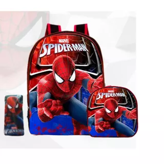 Mochila Escolar Homem Aranha + Lancheira + Estojo