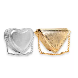 Kit Bolsas Femininas Transversal Metalizadas De Ombro E Lado Balada Blogueirinha