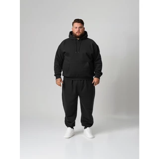 Conjunto Moletom Com Capuz e Calça Moletom Slim Plus Size Masculino Liso Básico