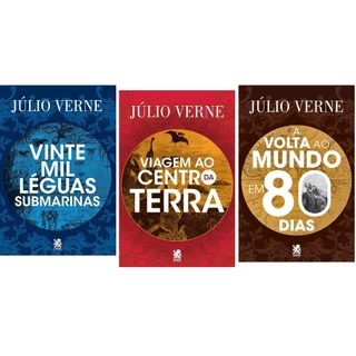 KIT C/3 LIVROS JULIO VERNE VIAGEM AO CENTRO DA TERRA, VINTE MIL LEGUAS E A VOLTA AO MUNDO