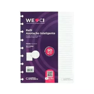 Refil Pautado com Duas Colunas "Anotação Inteligente" 50 Folhas (A5 e Médio) - Caderno Inteligente