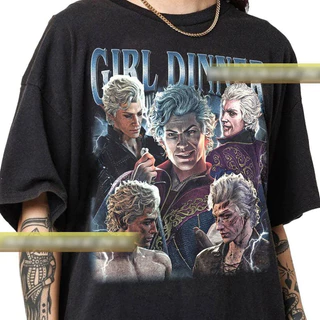 Camisa Camiseta Básica Unissex vintage Astarion Baldurs Gate 3 Girl Dinner série