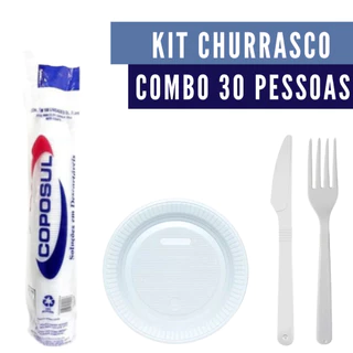 Kit Festa Prato Copo Talher - 30 Pessoas Churrasco Aniversário Confraternização