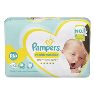 Fraldas Descartáveis Para Recém-nascidos Premium Care Rn+ 6Kg Com 36 Unidades Pampers