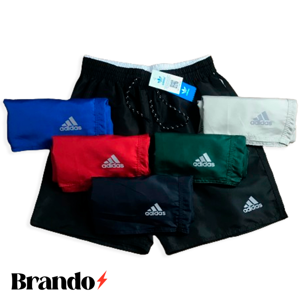 Bermuda Short Mauricinho de Tactel Masculino Adidas Preto- Academia, Praia, Piscina. NEW BRANDO